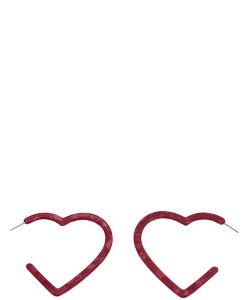Marble Acrylic Heart Hoop Earrings ES700012 RED